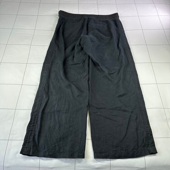 Athleta Pants Women 14 Black Cabo Linen Wide Leg Relaxed Casual Vacation Neutral - Picture 3 of 12